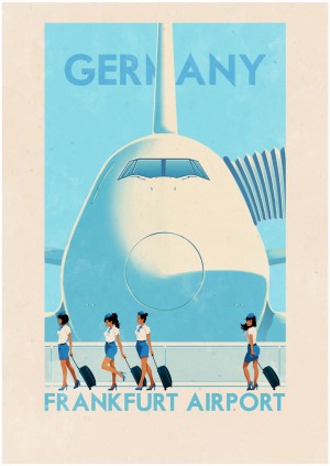 Germany Frankfurt Airport vintage poster